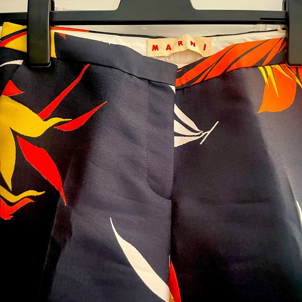 MARNI Pants Jacquard Twill Bird of Paradise print